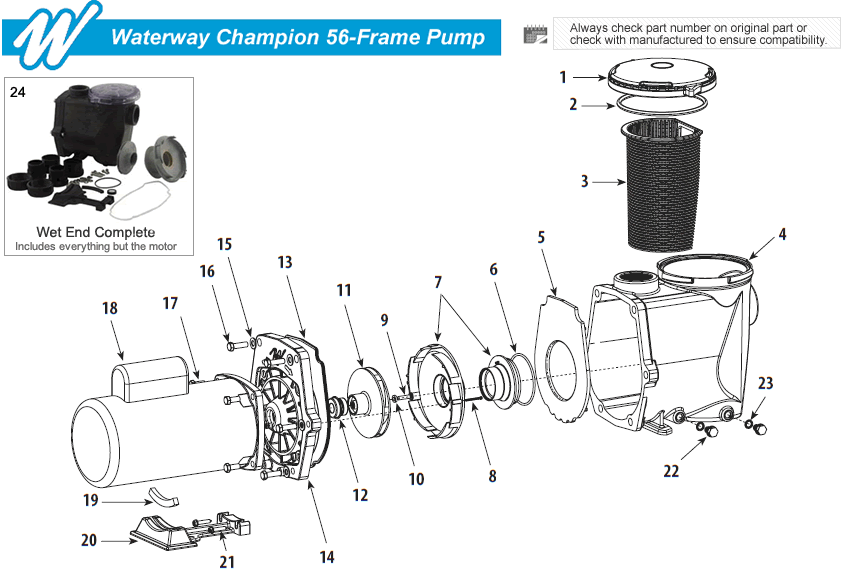 Waterway Champion/SMF Pump Lid & Nut & O-Ring - 319-4100