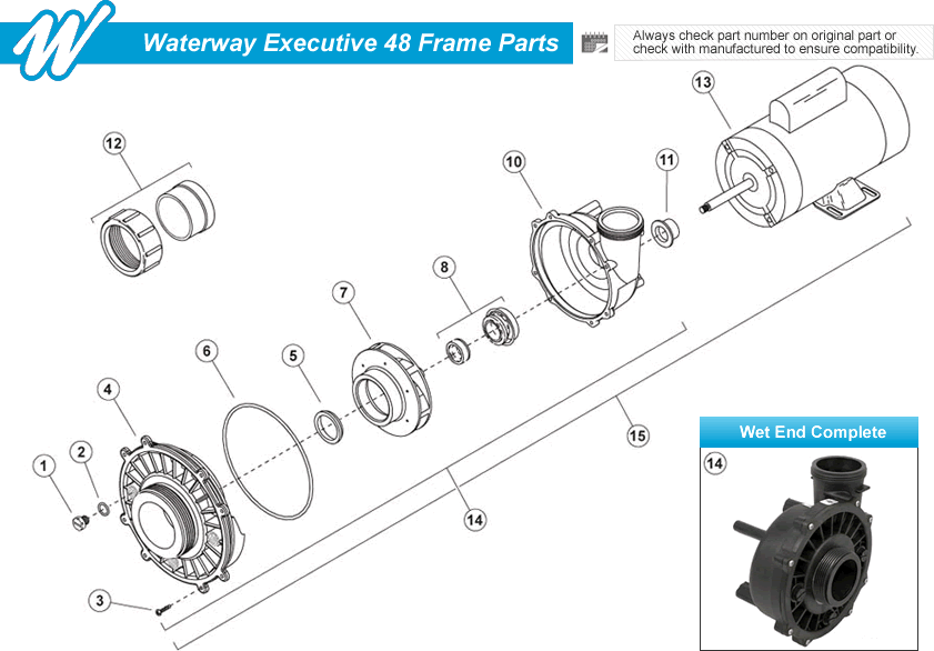 Waterway Executive 48 Frame Pump Parts