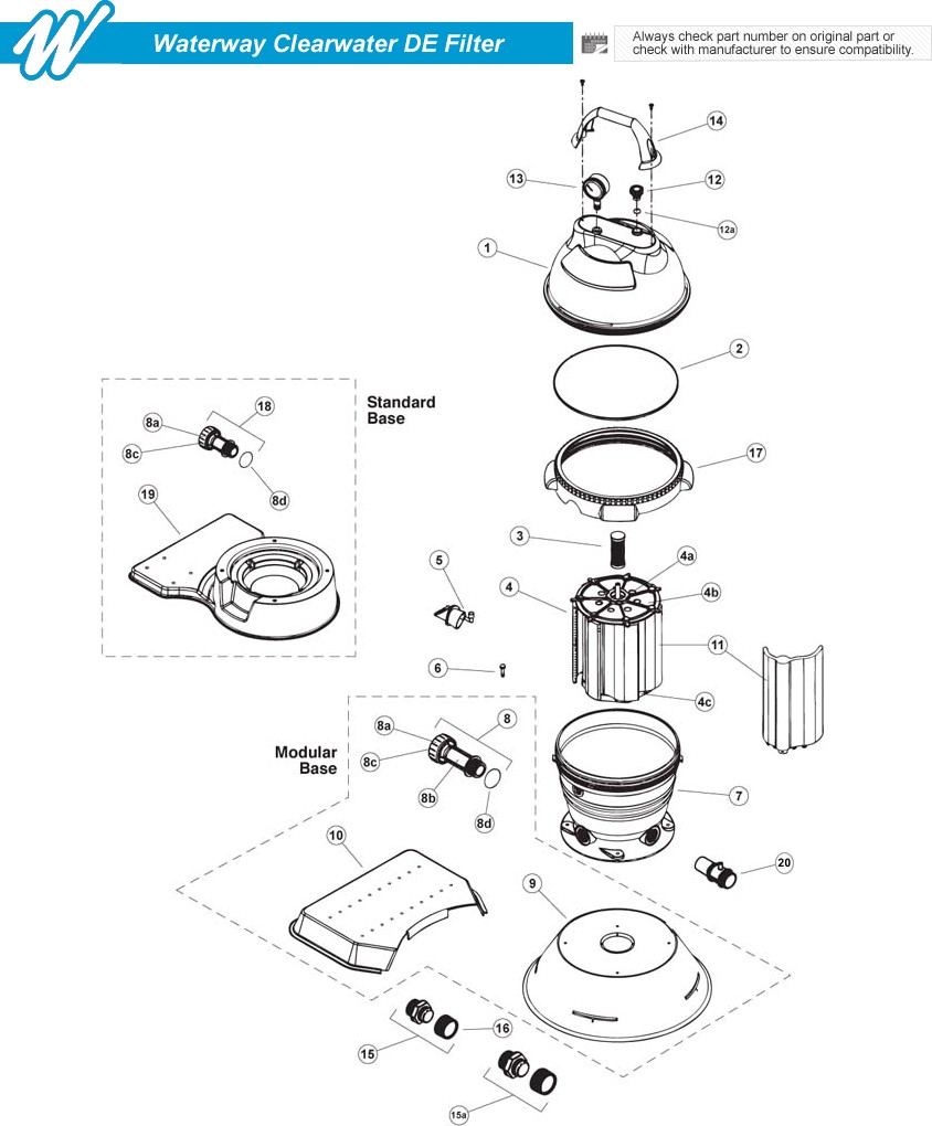 Waterway Clearwater DE Filter Parts