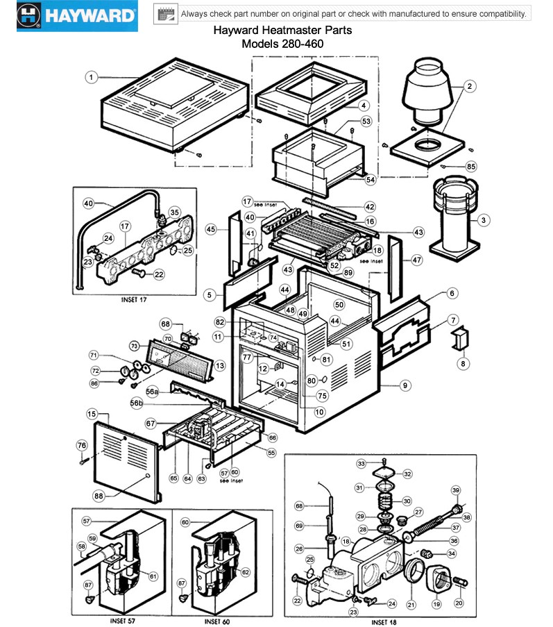 Hayward Heatmaster 280 406 Model Heater Parts