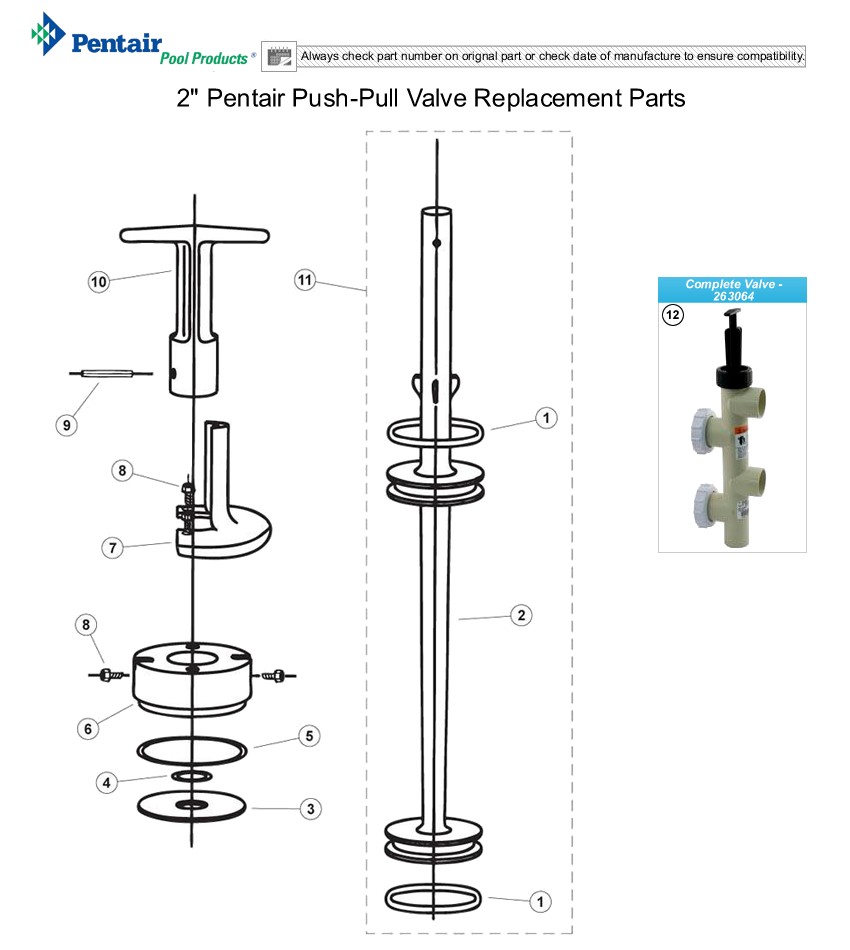 2" Pentair PushPull Valve Replacement Parts
