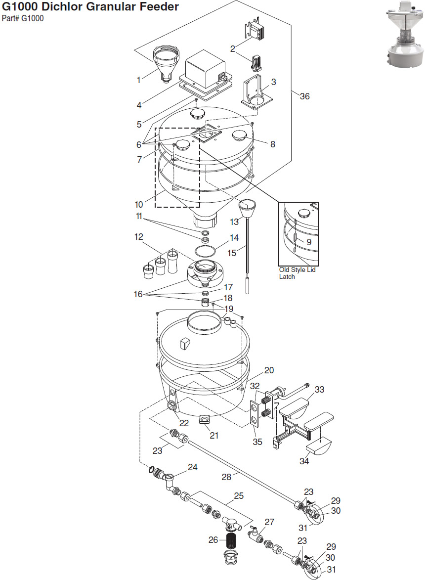 G1000 Dichlor Granular Feeder Parts