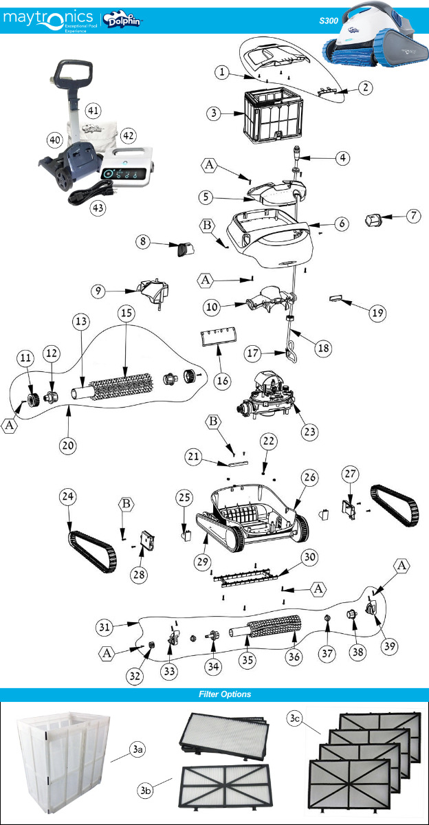 Maytronics Dolphin S300 Robotic Pool Cleaner Parts