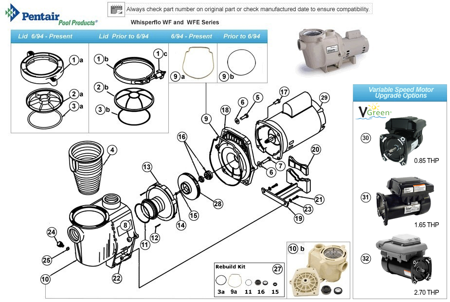 Generic Lid Kit Compatible with Pentair Whisperflo® Pool Pump - Almond -  PL2799