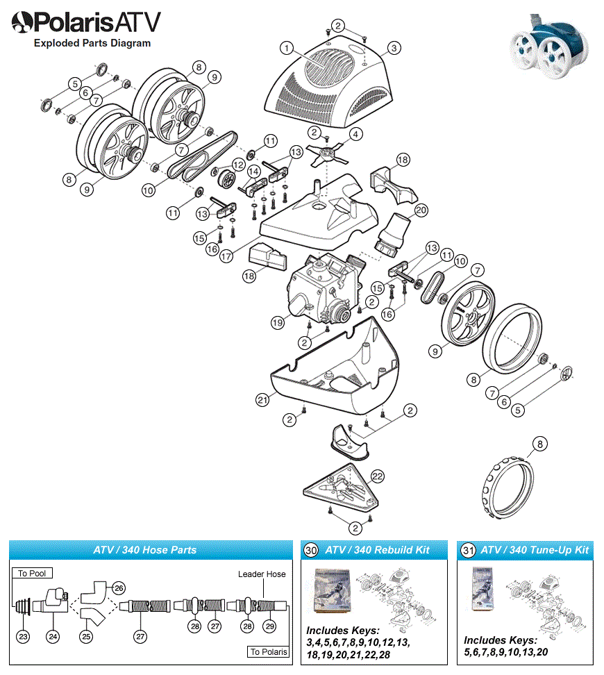 Polaris ATV (340) Cleaner Parts