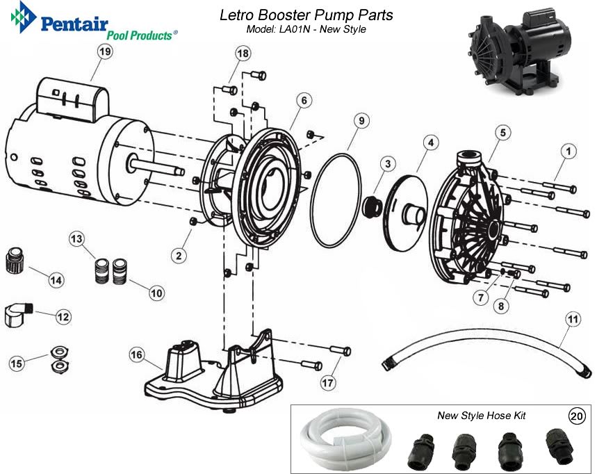 Pentair Letro Booster Pump Parts LA01N