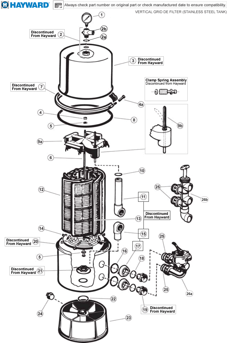 Hayward Micro-Clear (Stainless Steel) DE Filter Parts