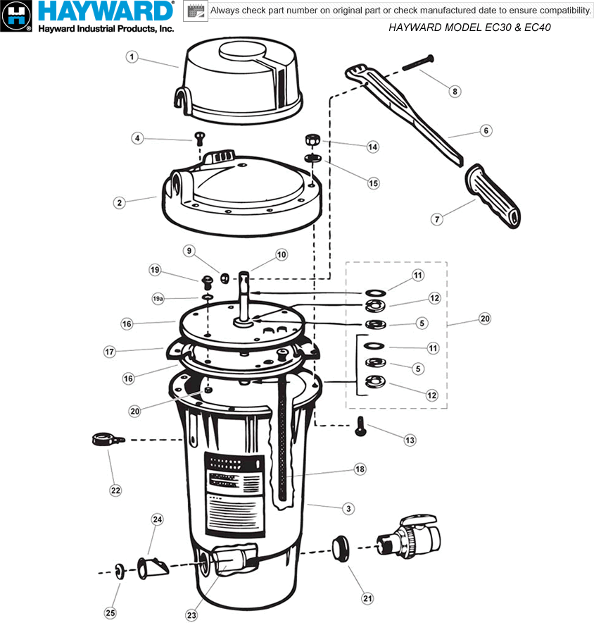 Hayward Perflex EC30, EC40 DE Filter Parts