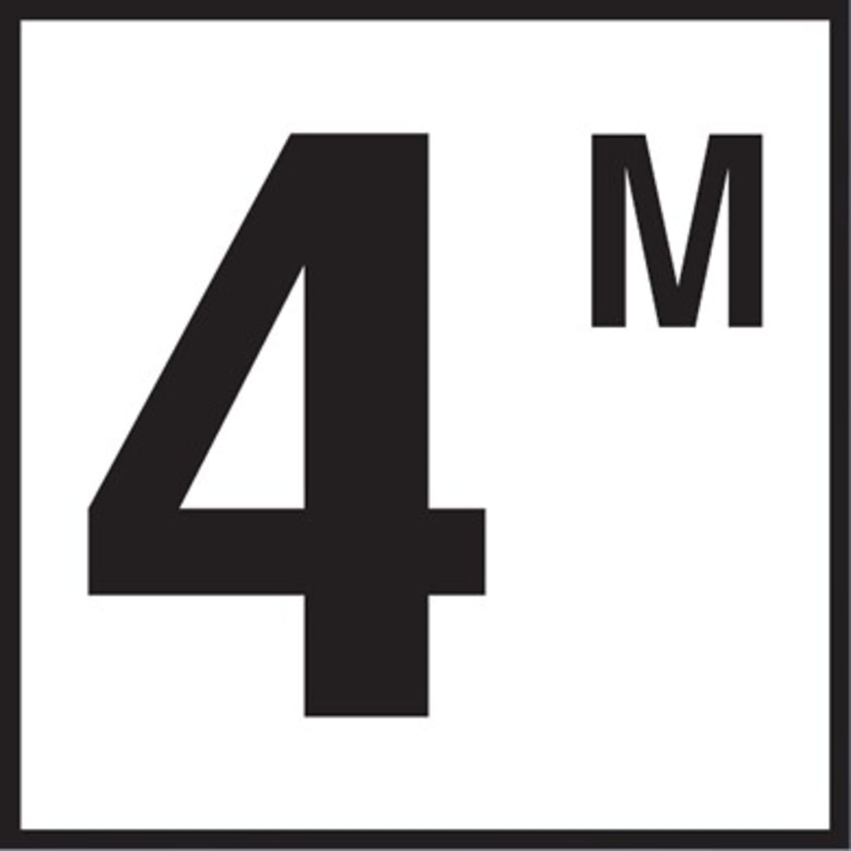 4 with M 6x6 Tile, 4" Numbers, Smooth (Waterline), Depth Marker