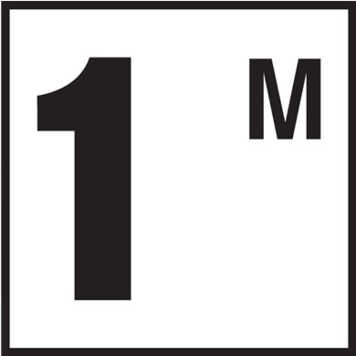 1 with M 6x6 Tile, 4" Numbers, Smooth (Waterline), Depth Marker