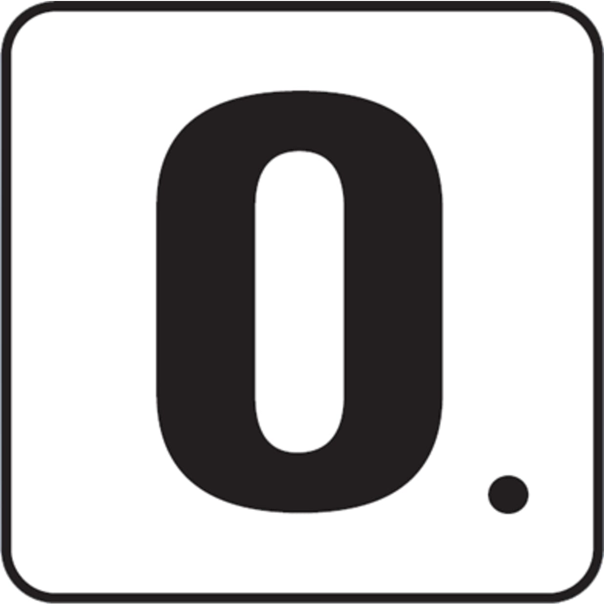 0 with Decimal 6x6 Stick-On, 4" Numbers, Vinyl
