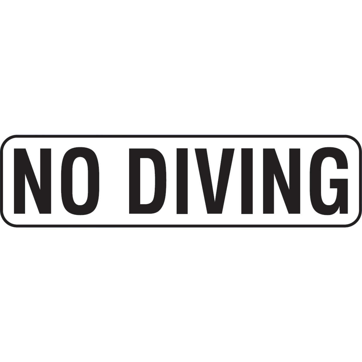 NO DIVING 6x24 Stick-On, 4" Numbers, Vinyl