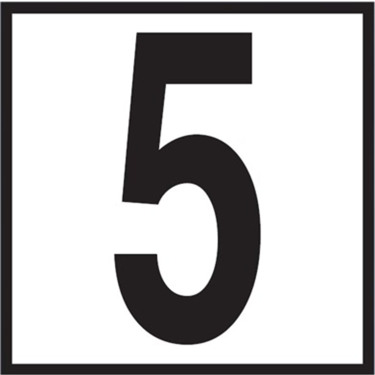 5 6x6 Tile, 5" Numbers, Smooth (Waterline), Depth Marker