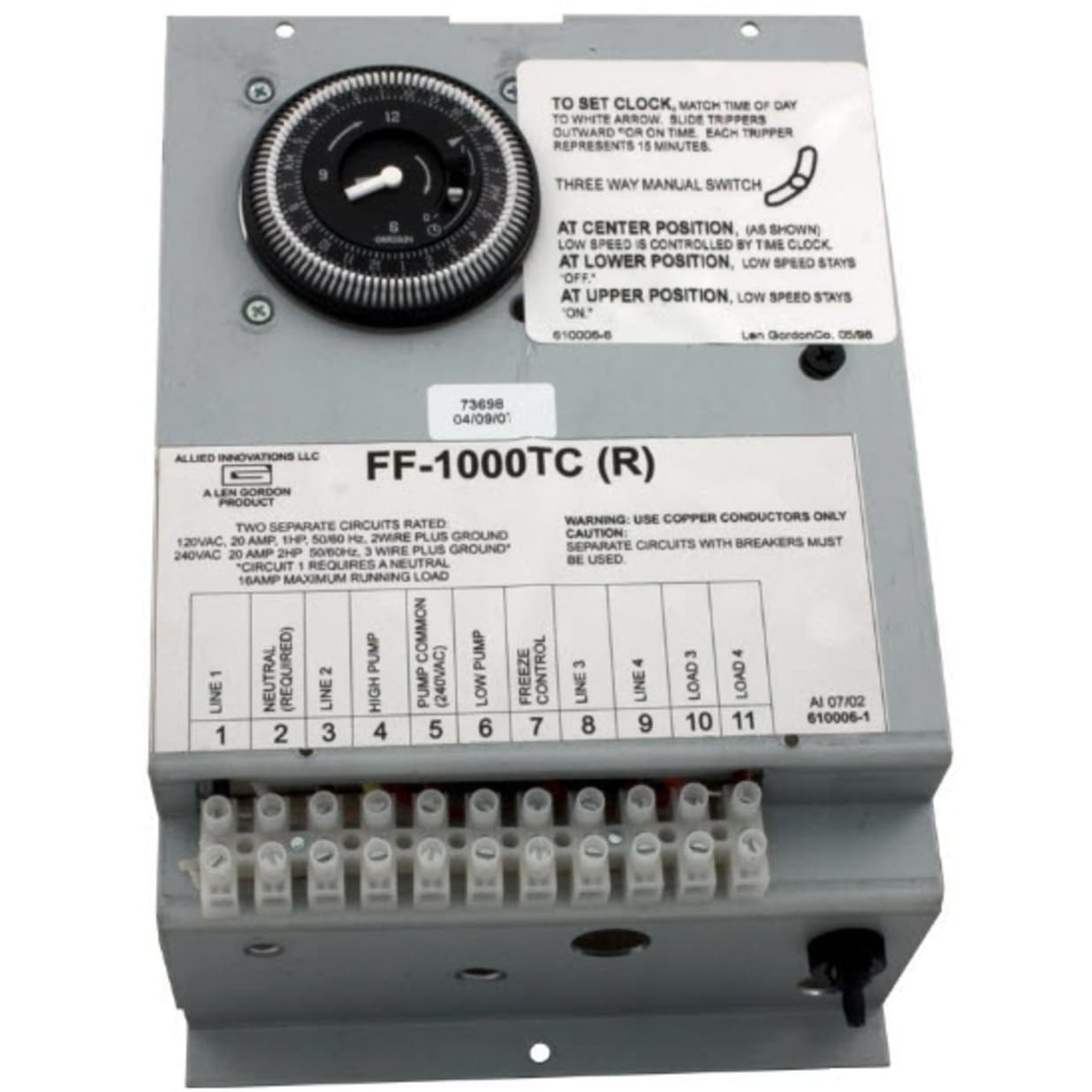 Internal Control FF-1000TC 120/240V, 20Amp cicuit, 1-2 HP