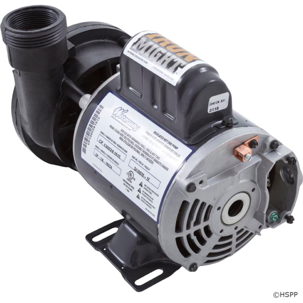 1/15HP Iron Might Single Speed Spa Pump, 230V