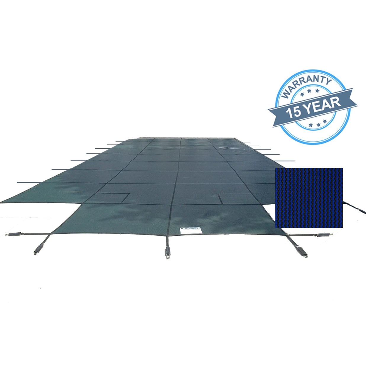 15'x30' Royal Mesh Safety Cover, Center End Step, Blue, 15 Yr. Warranty
