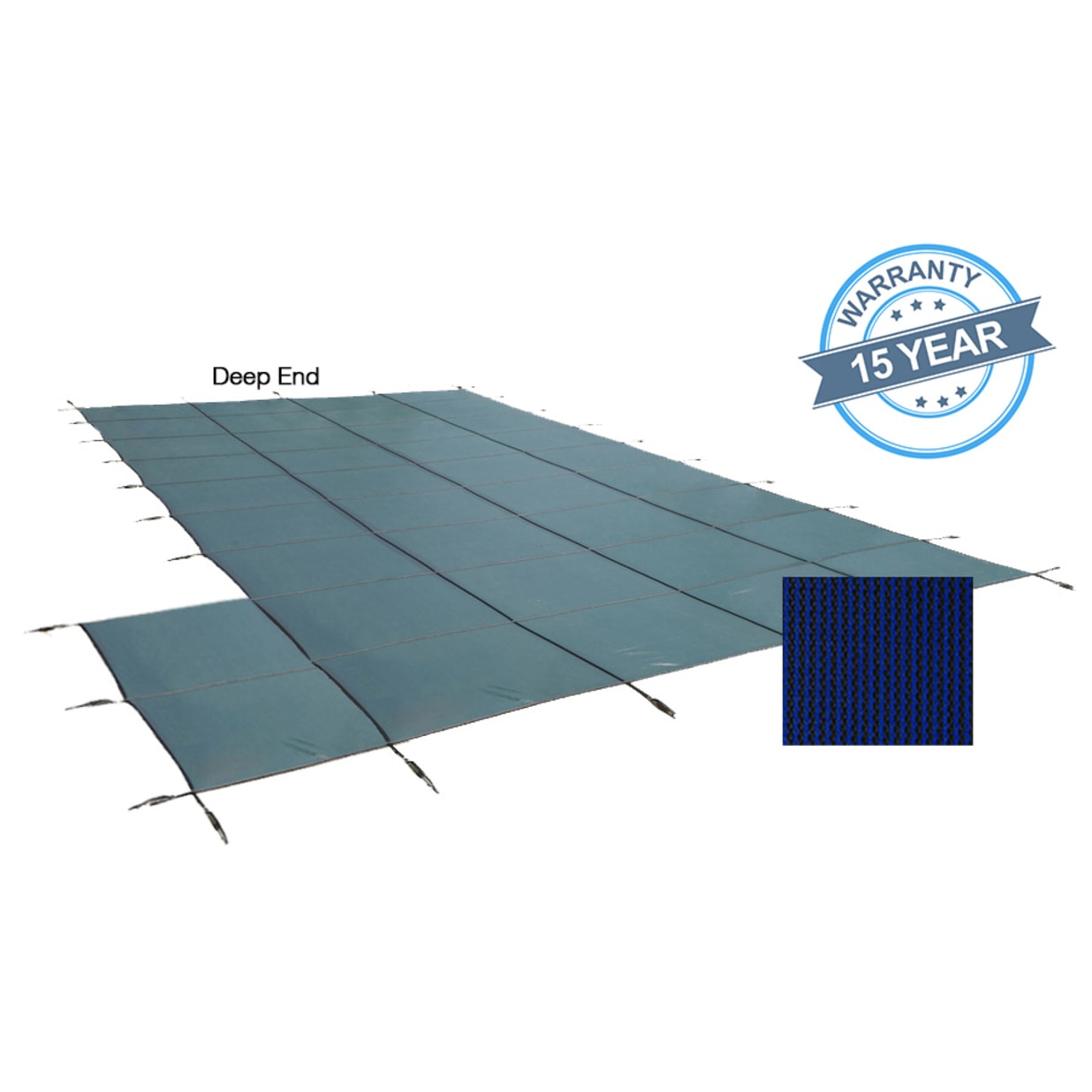 16'x32' Mesh Left Step Safety Cover, Blue, 15 Yr. Royal Warranty