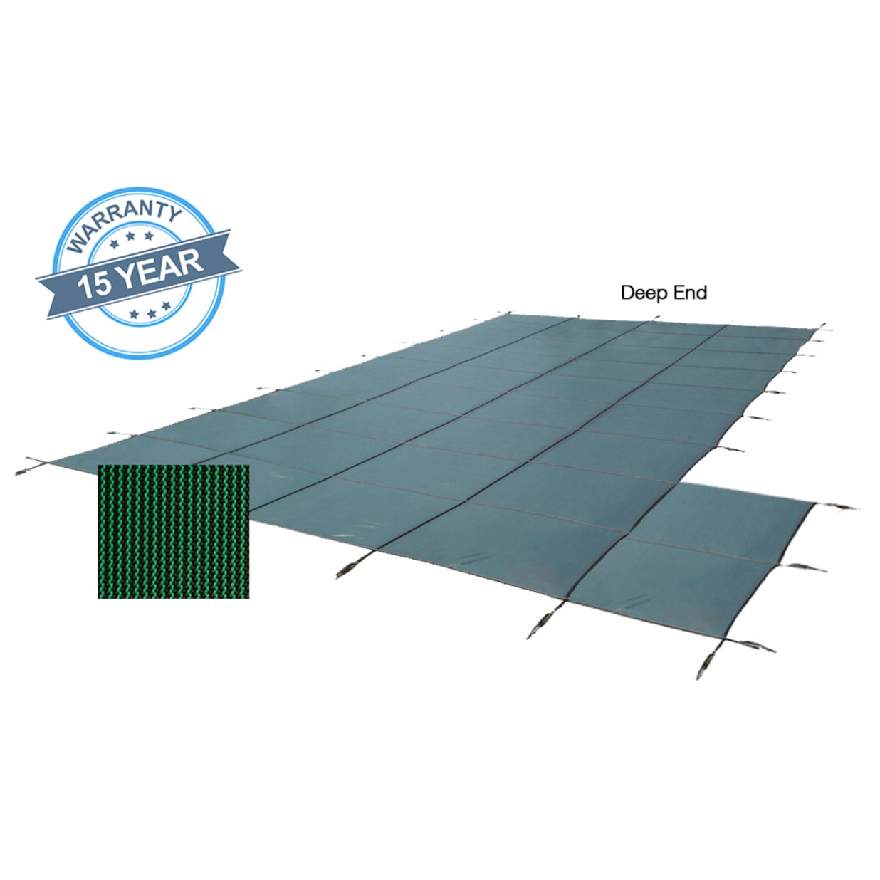 20' x 44' Royal Mesh Right Step Safety Cover, Green, 15 Yr. Warranty