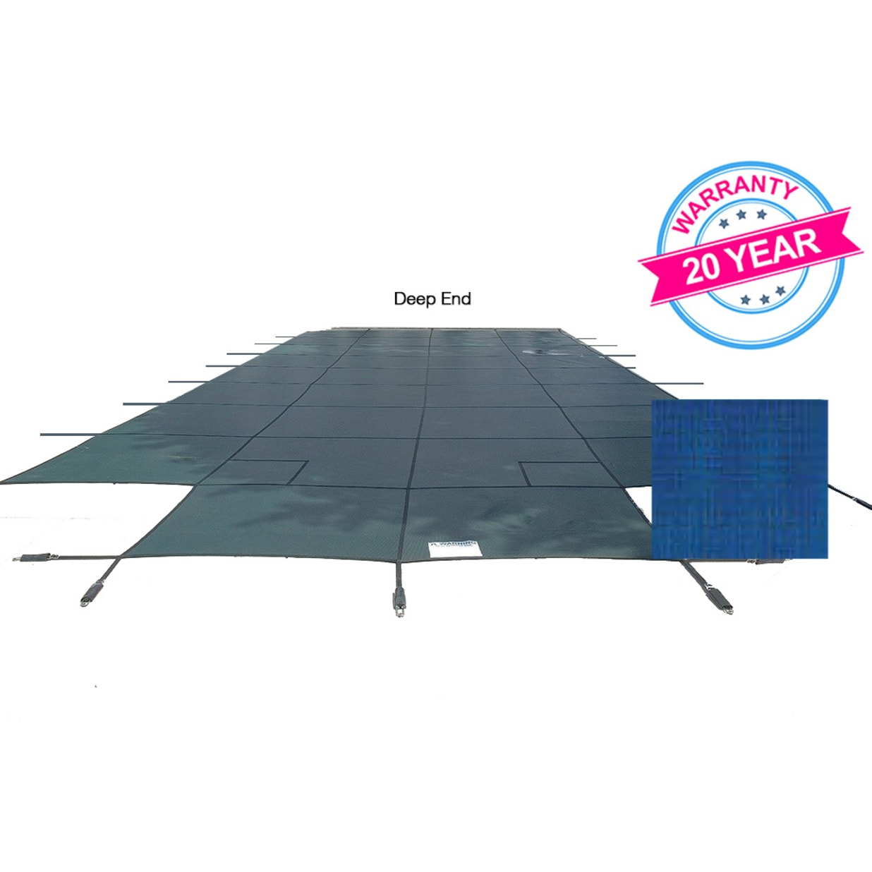 16'x36' King Light Weight Solid, Center End Step Safety Cover, Blue, 20 Yr. King Warranty