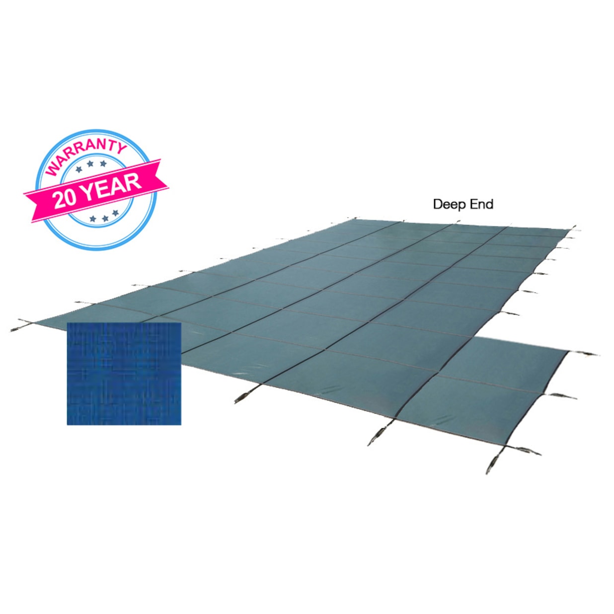 18' x 36' King Light Weight Solid, Right Step Safety Cover, Blue, 20 Yr. Warranty