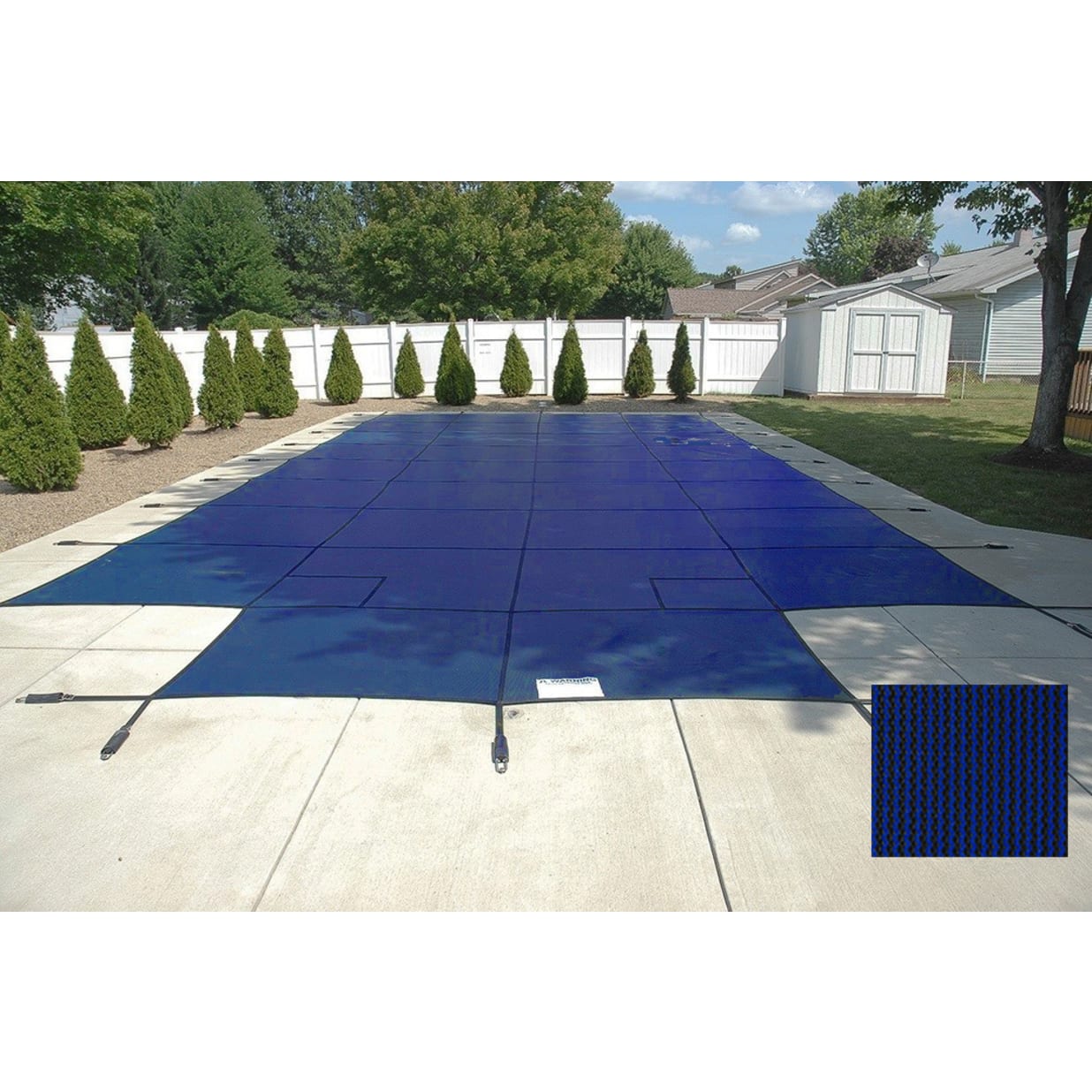18'x36' King Light Weight Solid, Left Step Safety Cover, Blue, 20 Yr. Warranty