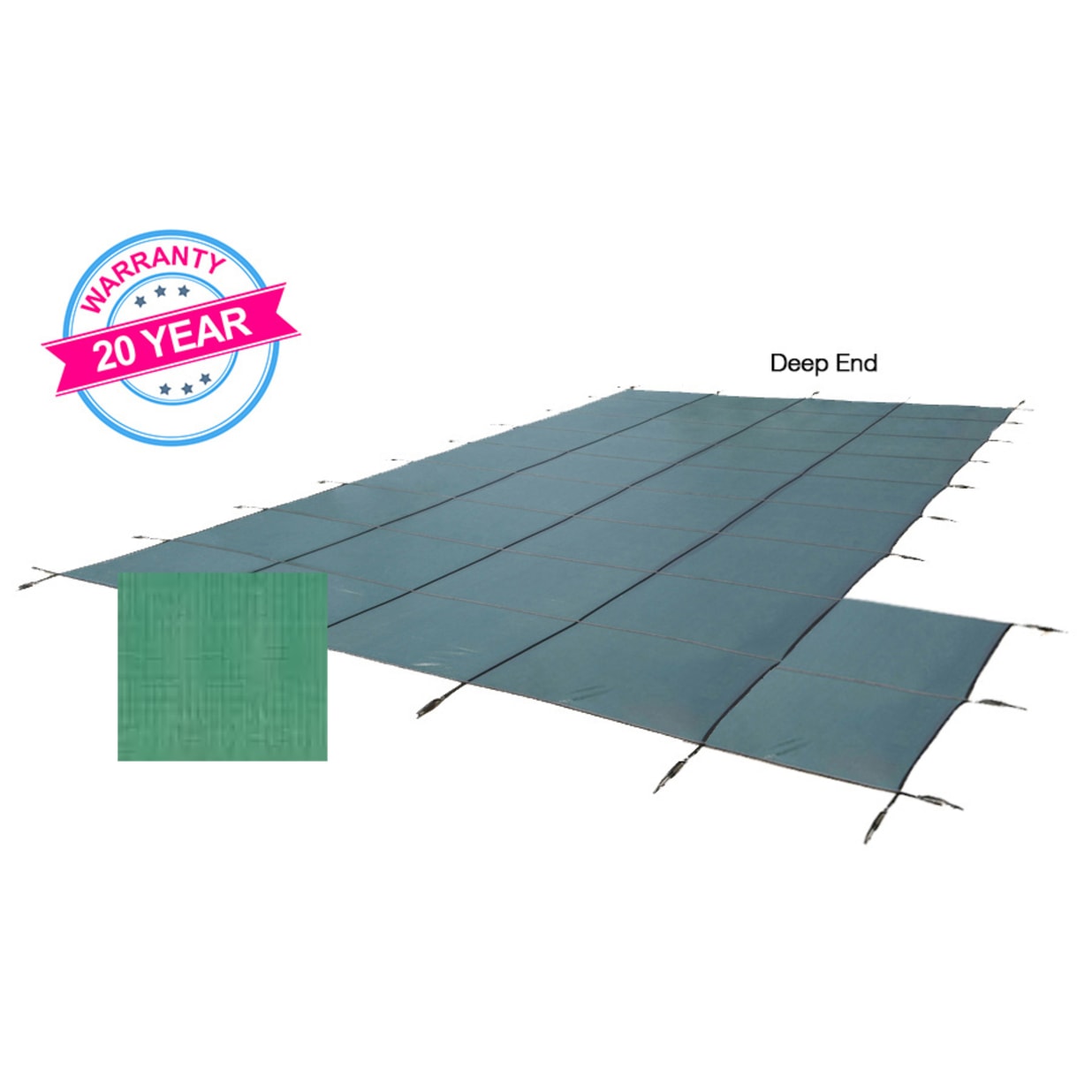 20' x 40' King Light Weight Solid, Right Step Safety Cover, Green, 20 Yr. Warranty