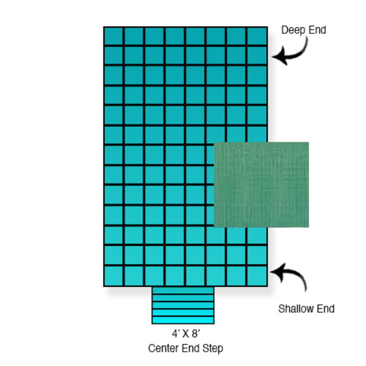 25'x45' King Light Weight Solid, Center End Step Safety Cover, Green, 20 Yr. Warranty