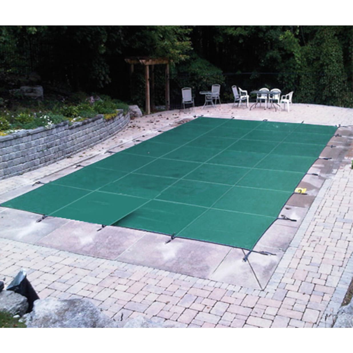 16'x34' King99 Mesh Rectangle Safety Cover, Green, 20 Yr. Warranty