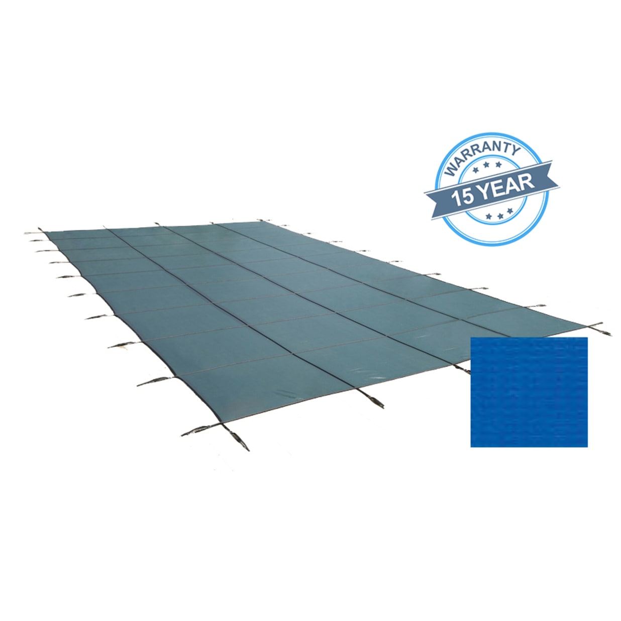 15'x30' Emperor Solid Rectangle Safety Cover, Blue, 15 Yr. Warranty