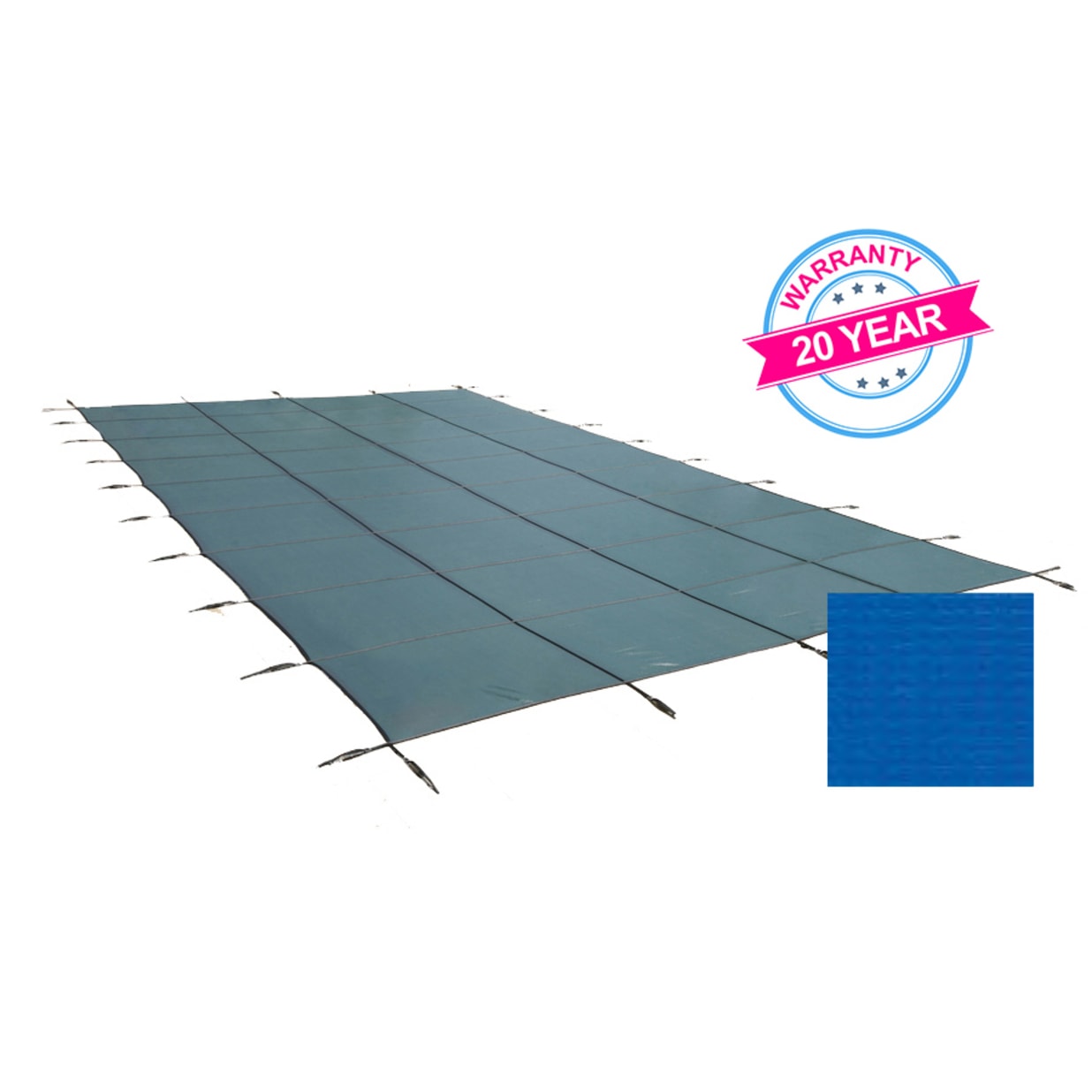 16'x38' Emperor Solid Rectangle Safety Cover, Blue, 20 Yr. Warranty