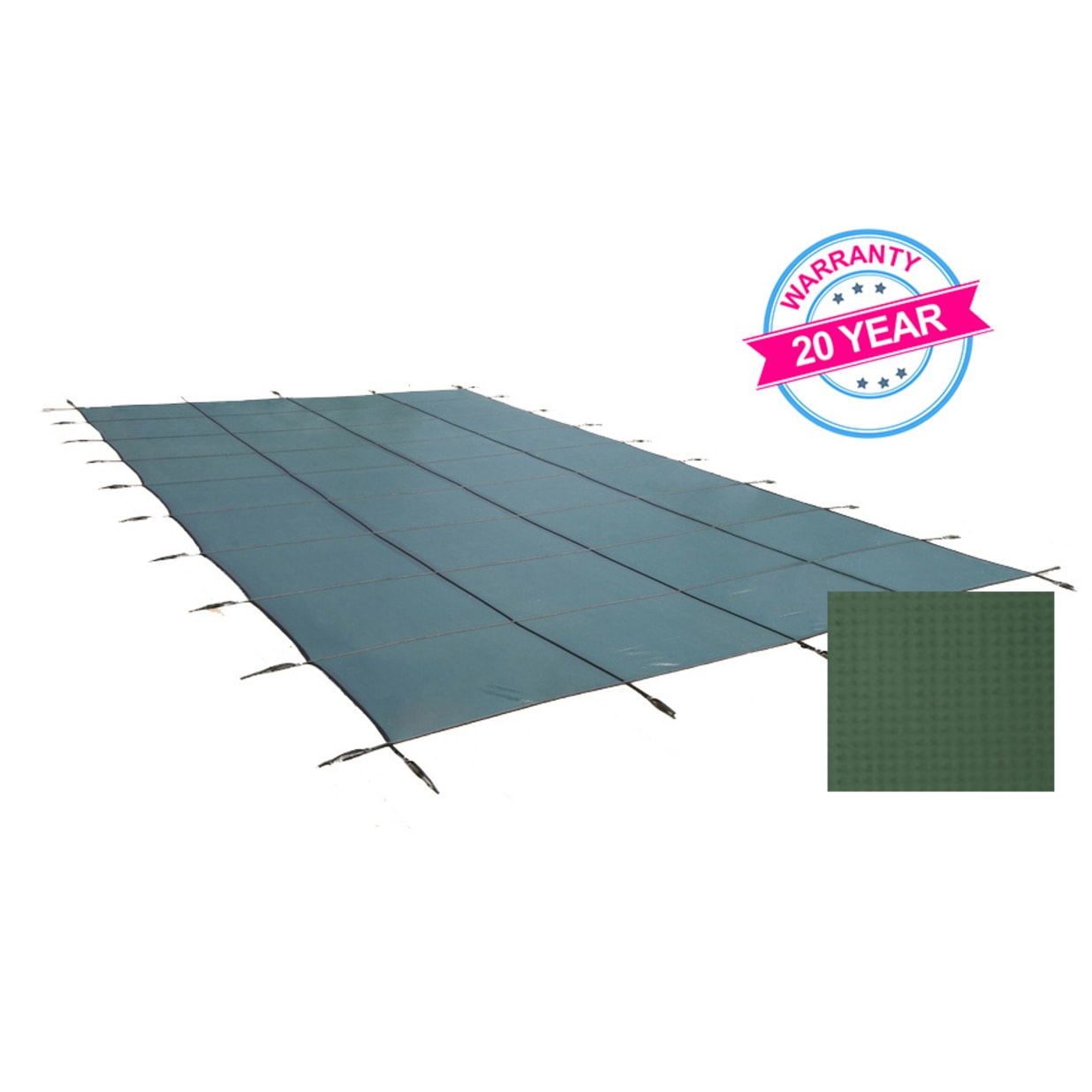 12'x24' Emperor Solid, Rectangle Safety Cover, Green, 20 Yr. Warranty