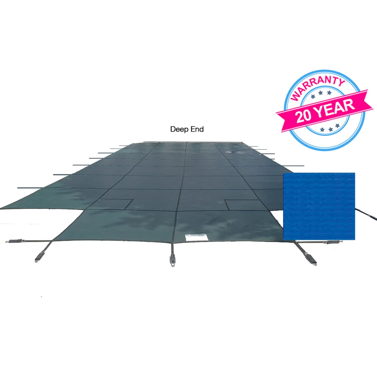 16'x36' Emperor Solid Safety Cover, Center End Step, Blue, 20 Yr. Warranty