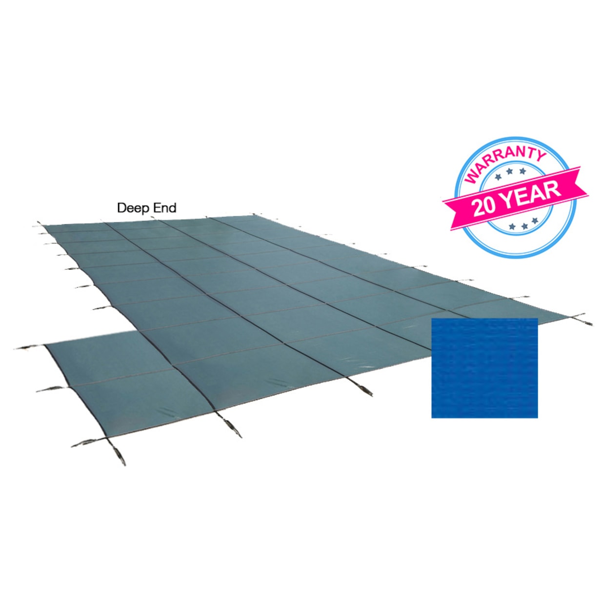 20'x40' Emperor Solid, Left Step Safety Cover, Blue, 20 Yr. Warranty