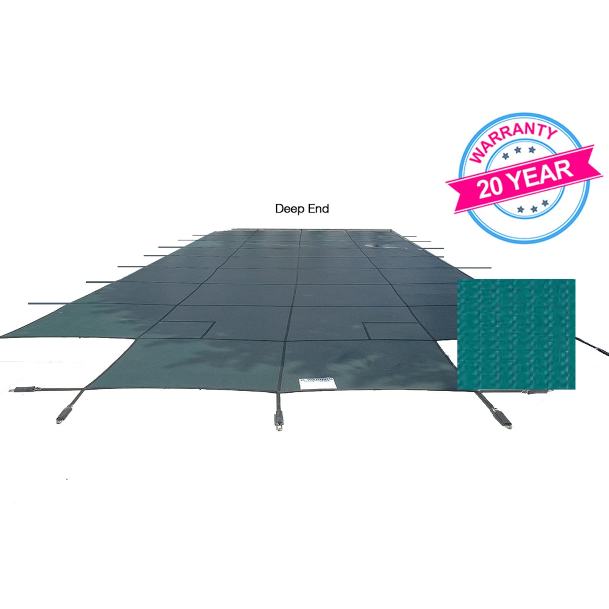 18'x36' Emperor Solid Safety Cover, Center End Step, Green, 20 Yr. Warranty