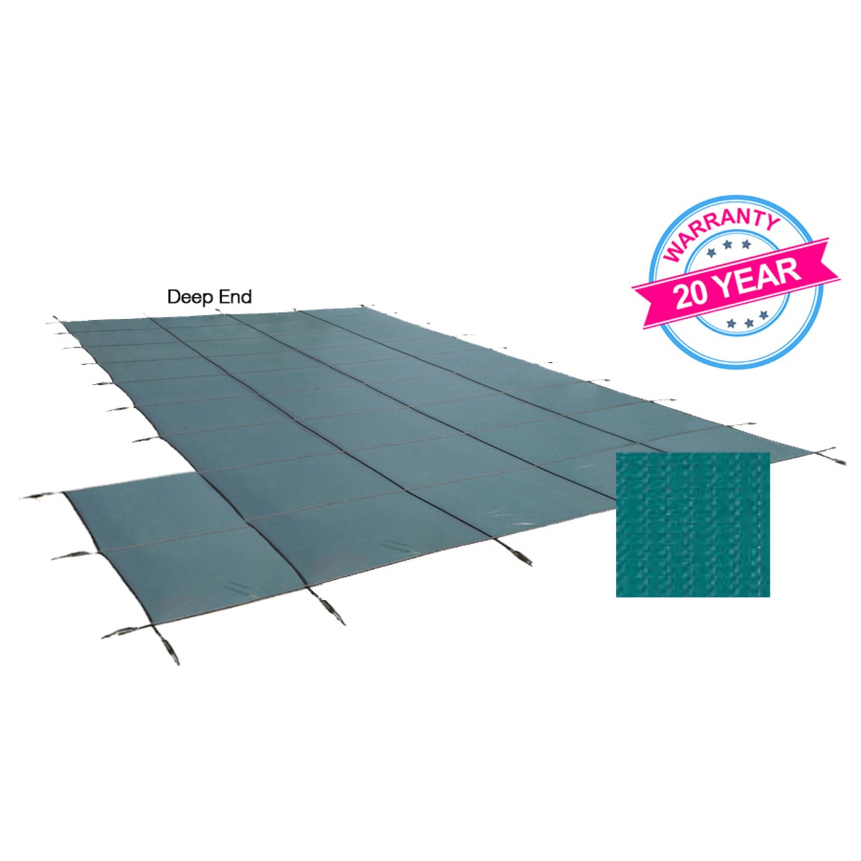 18'x36' Emperor Solid Left Step Safety Cover, Green, 20 Yr. Warranty