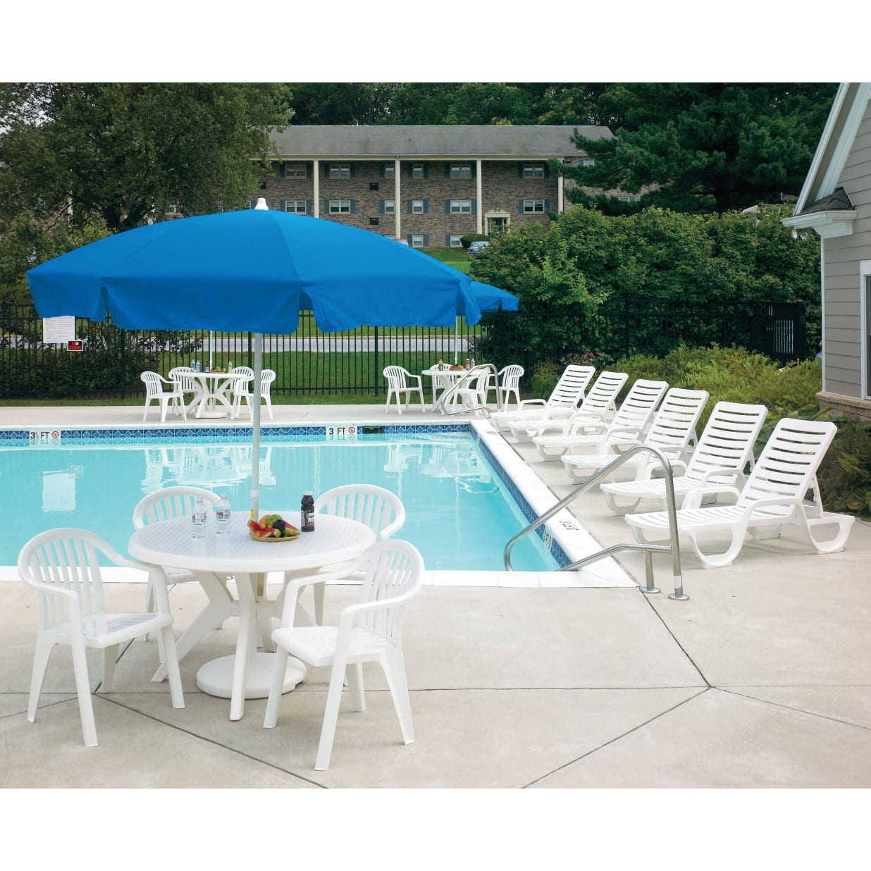 Bahia Stacking Chaise Lounge Chair, White (Pack of 6)