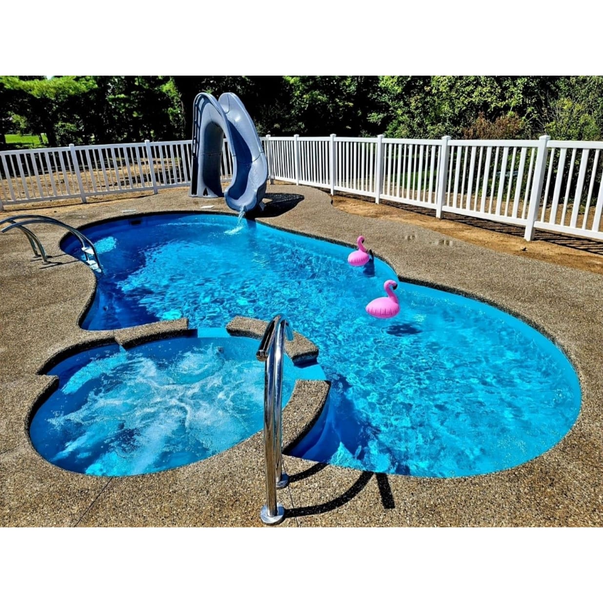 Tidal Wave Pool Slide, Grey with Light Package, Left Turn