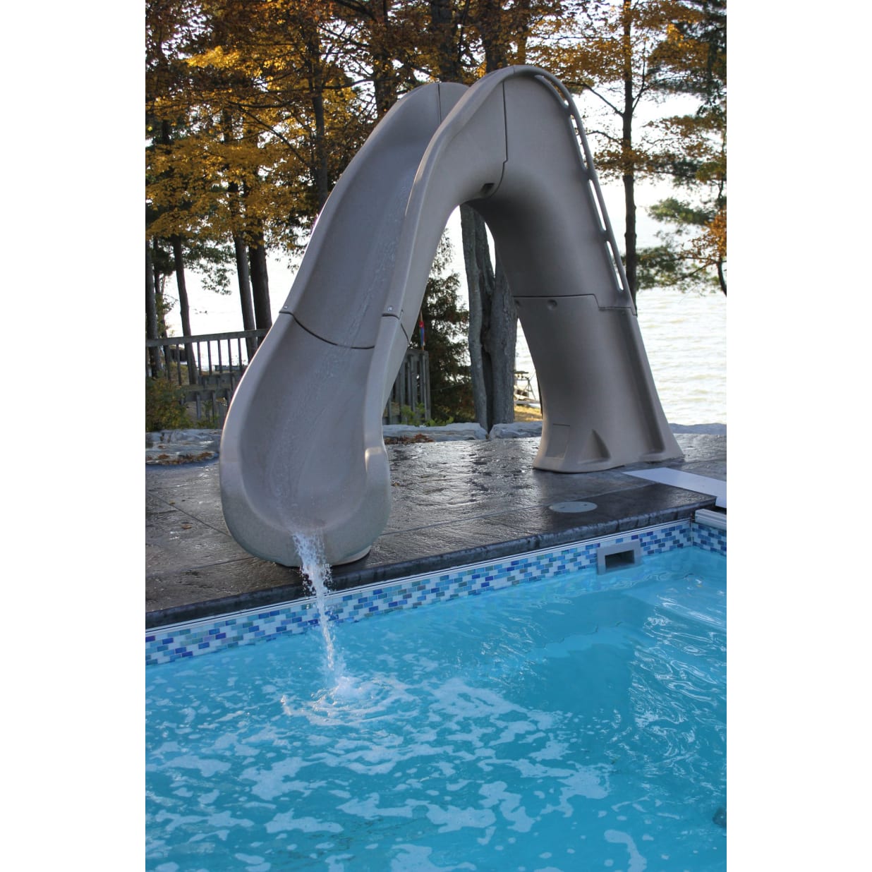 Tidal Wave Pool Slide, Grey with Light Package, Left Turn