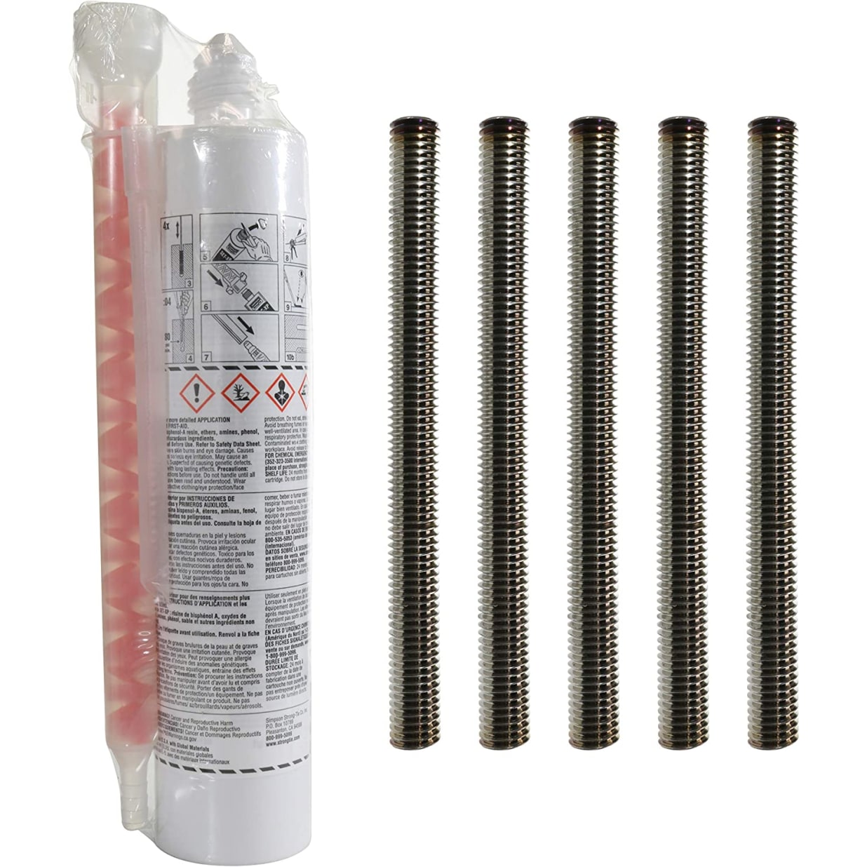 Epoxy Kit With (5) 1/2 Inch Mounting Bolts For 1/2M, 3/4M or 1M Steel Diving Board Stands