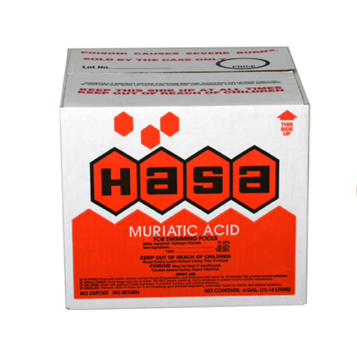 Muriatic Acid for Swimming Pools, 4 Gallons (Case)