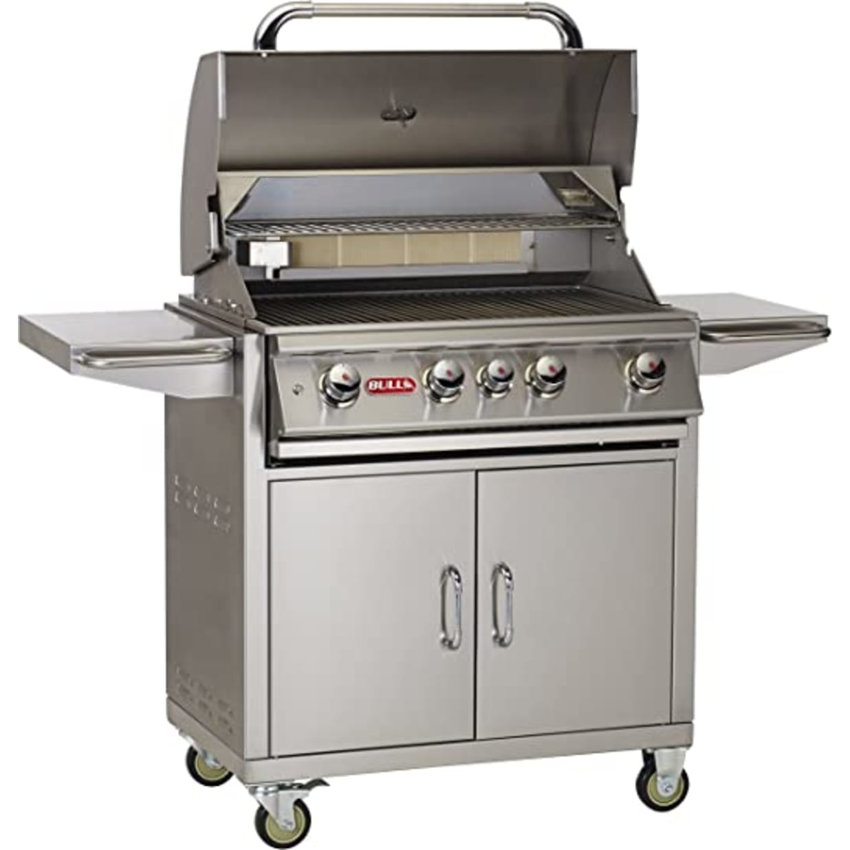 Angus 30” Grill 4-Burner Stainless Steel Gas BBQ with Infrared Back Burner, Cart, Prep Shelves, and Storage, Propane Gas