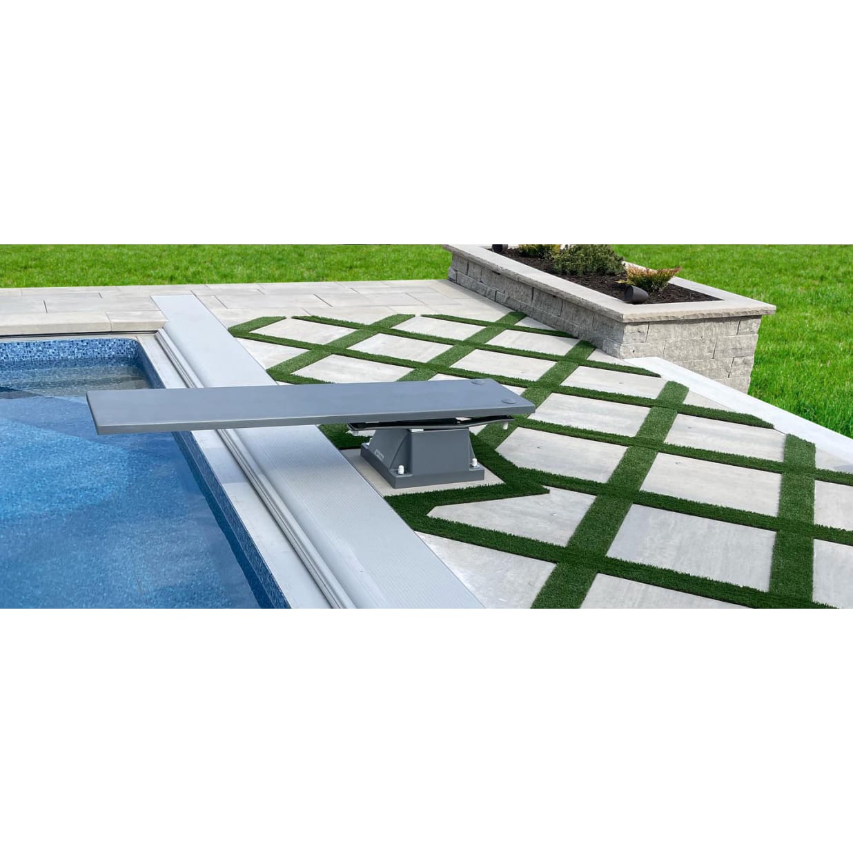 8' GX Diving Board with 4 Bolt Salt Friendly Spring Base, Jig and Hardware - Grey