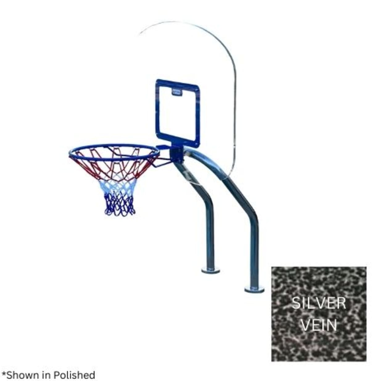 X2 Basketball, 17.5" Anchor Spacing Silver Vein Frame