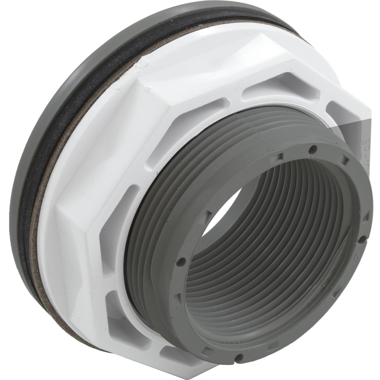1-1/2" Wall Fitting with Locknut & Gaskets, Threaded, Dark Gray