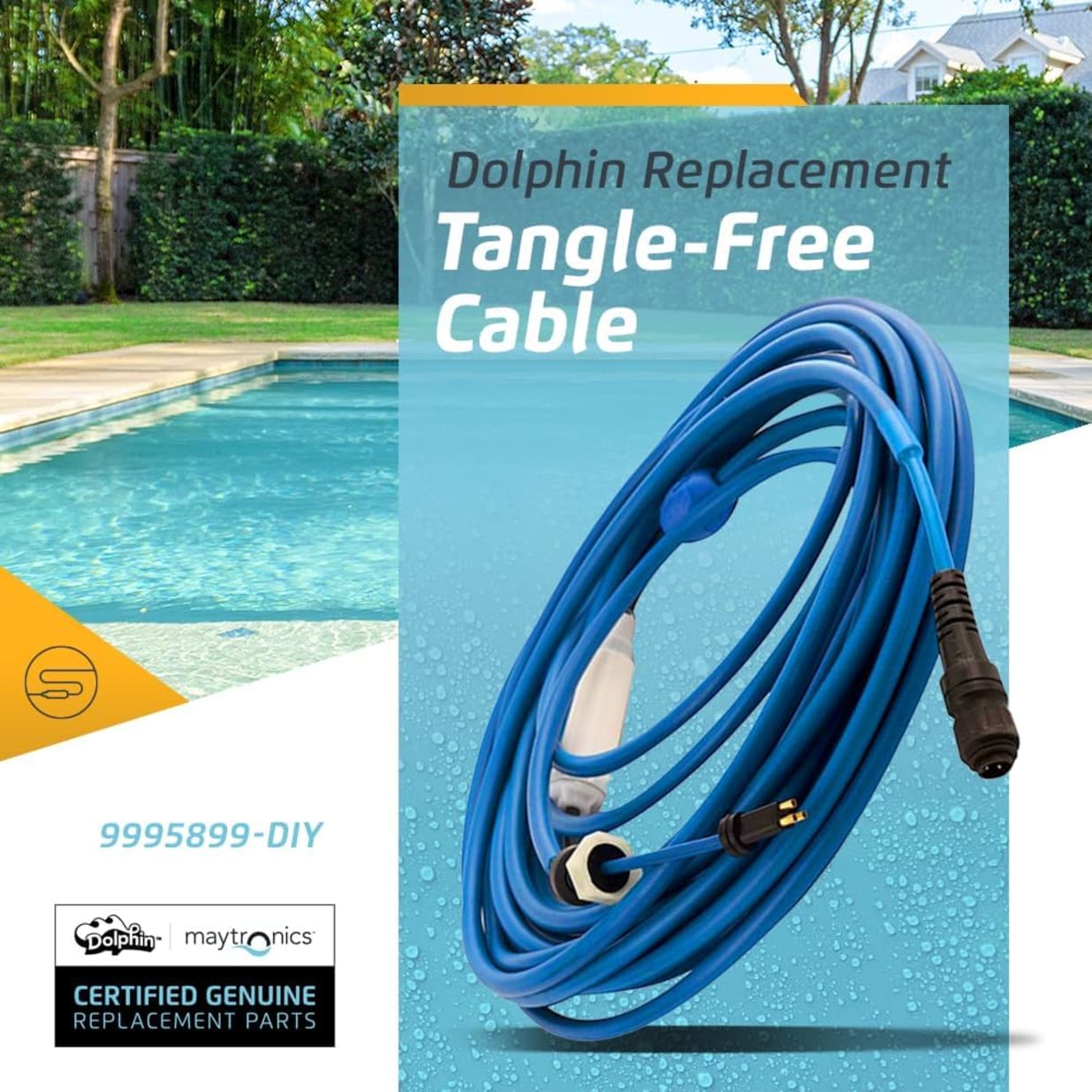 Maytronics 9995899-DIY 60' 3-Wire Blue Communication Cable with Swivel