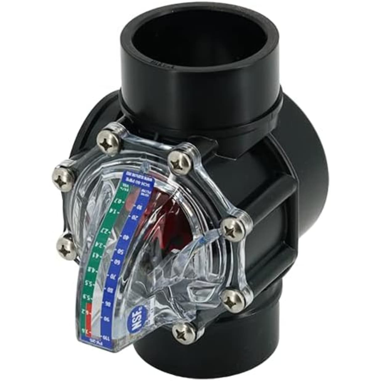 FlowVis Flow Meter with Check Valve for 2-1/2" PVC, Scale in GPM