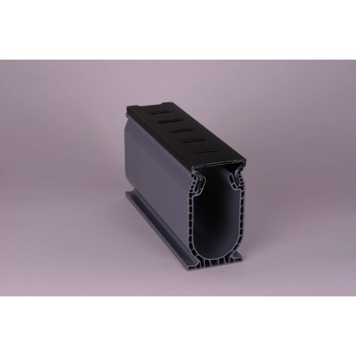 Frontier 1.7" Wide Pvc Deck Drain 10' Section With Black Plastic Top Cap