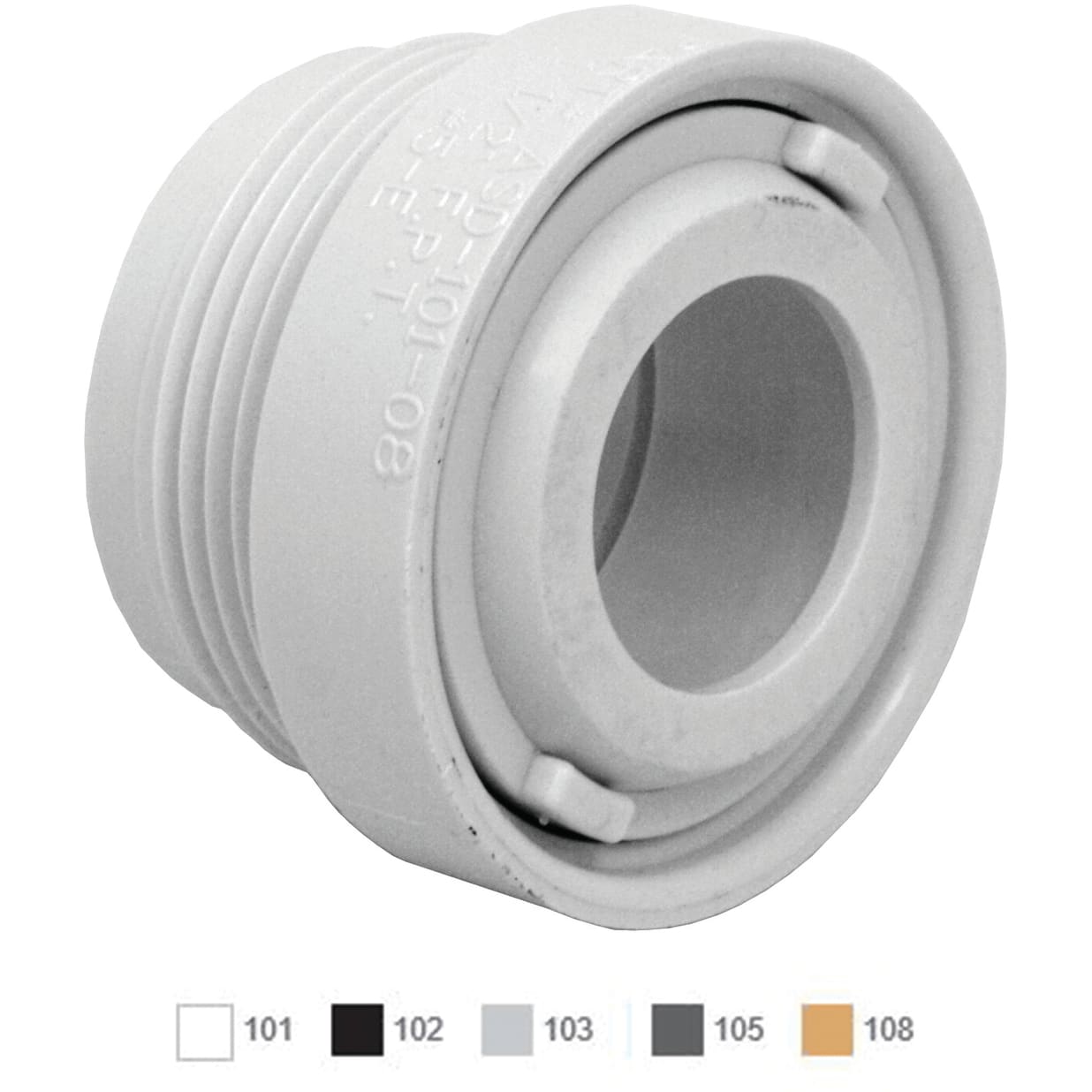 1/2" White Extender with Eyeball and Nut 1 1/2" MPT with 3/4" Orifice