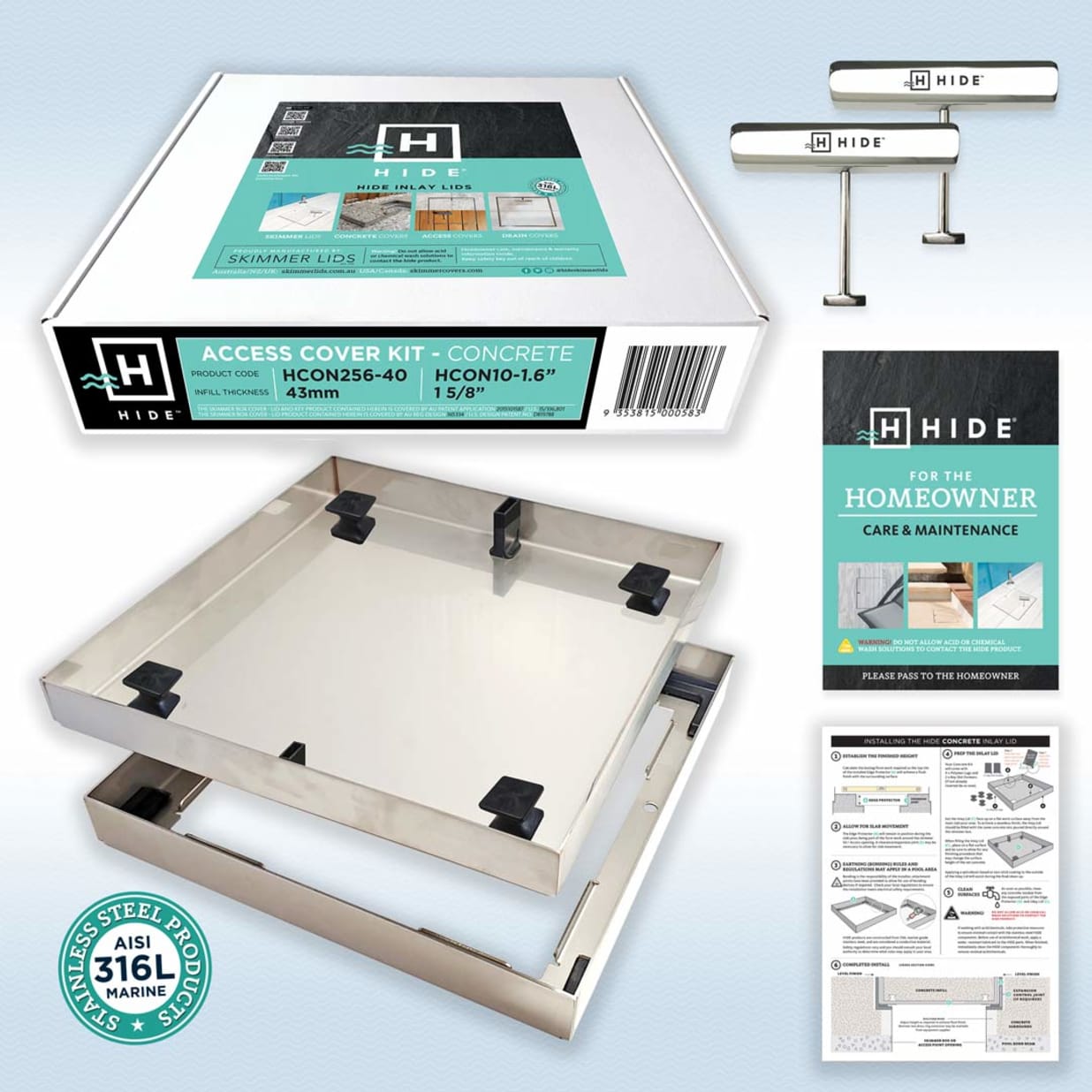 10" x 10" Concrete Skimmer Cover Kit