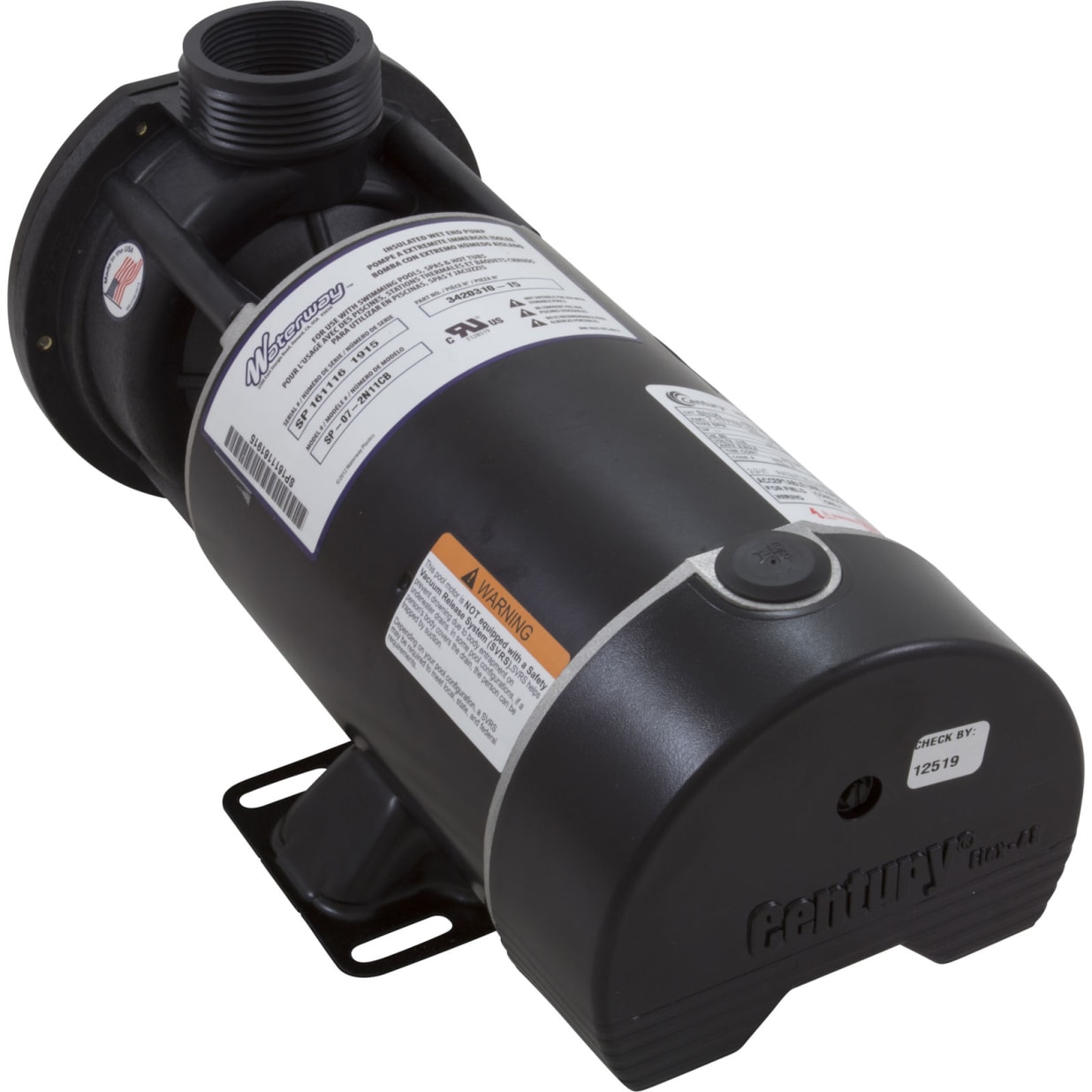 2-Speed E-Series Center Discharge Spa Pump .75 HP 115V 60Hz